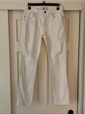 CAbi 5305 High Slim White Distressed Jeans